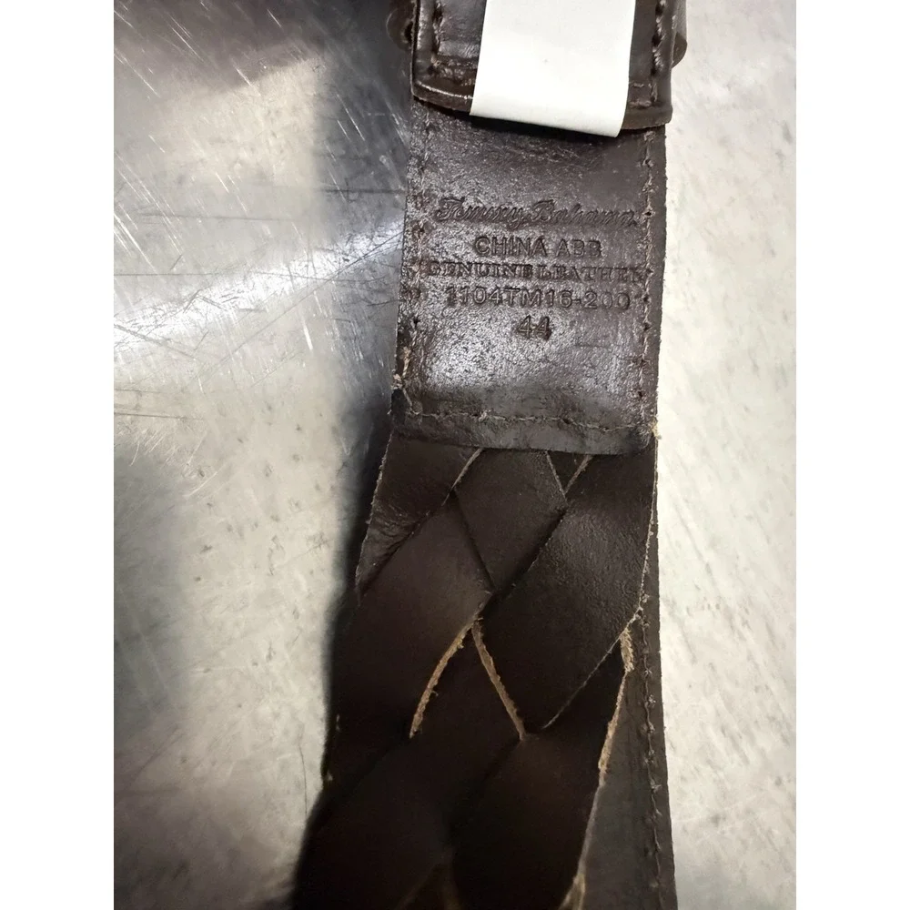 Tommy Bahama Brown Braided Leather Belt Size 44 Woven Casual Men's 1.75